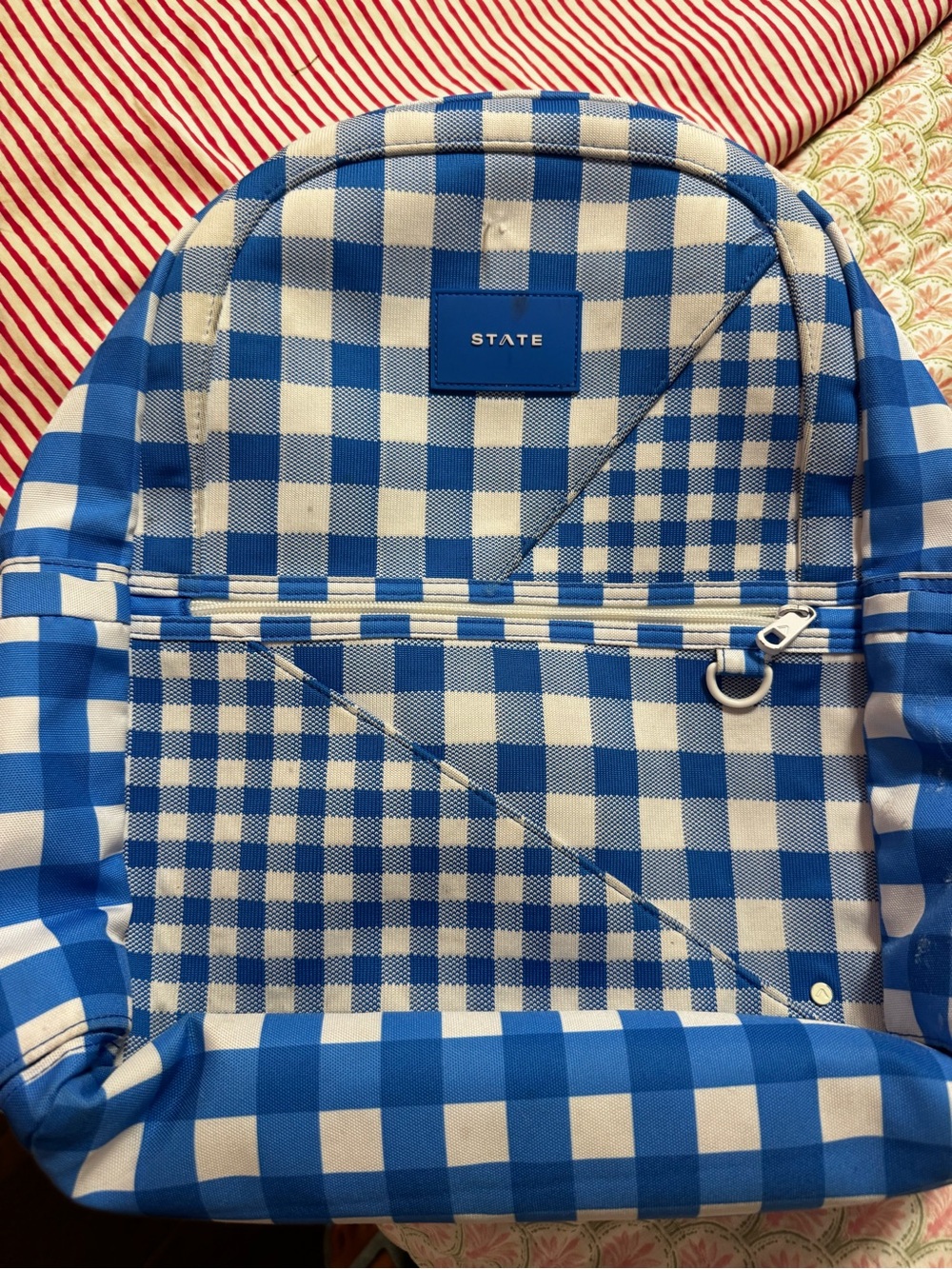 STATE Blue & White Gingham Check Backpack